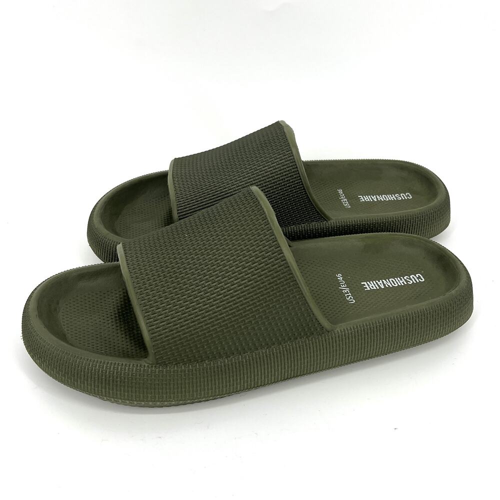 Cushionaire Mens Feather Cloud Foam Slides Sandals Green Size 13